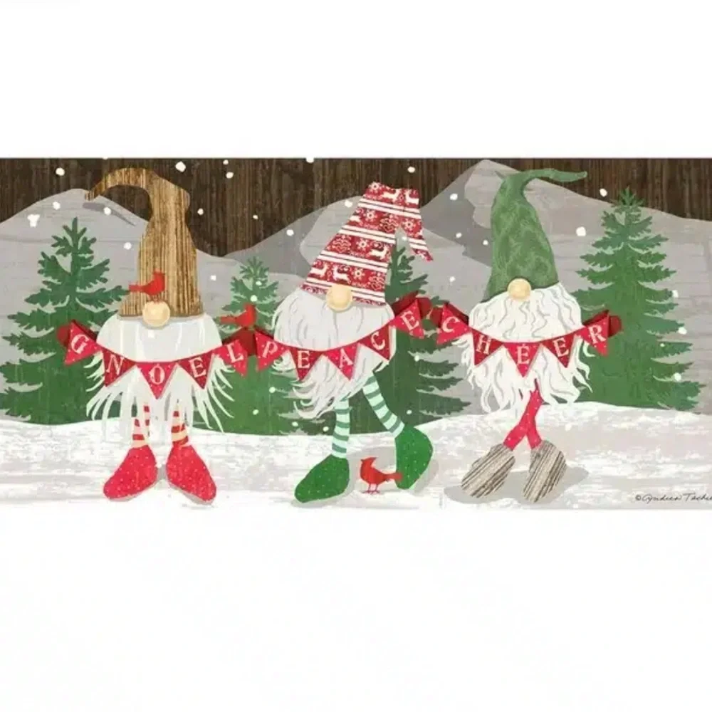 NWT - Bundle Gnoel Gnome Christmas Garden Flag and Sassafras Door Mat Insert